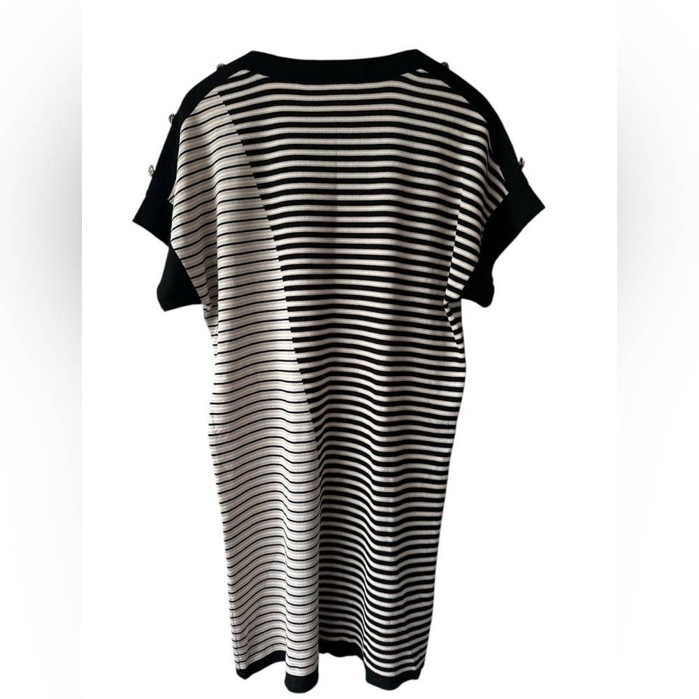 Ming Wang Striped Short Sleeve Dress - Picture 3 of 11
